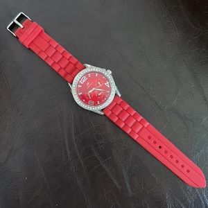 Rhinestone costume watch red band